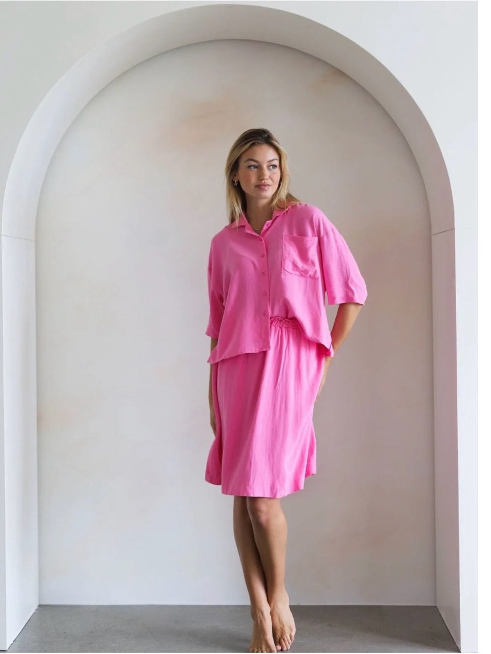 Dress By Tess NWT Relaxed Pink Women's Skirt Set